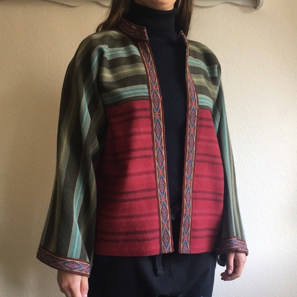 Boho jacket Handmade Peruvian wool jacket fair trade GORGEOUS - Picture 3 of 10